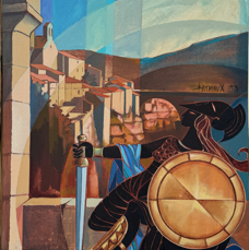 Athéna à Minerve (1993)- huile sur toile - 89x116 cm