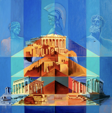 Le Triangle magique de l'Attique (2004) - huile sur toile - 130x130 cm