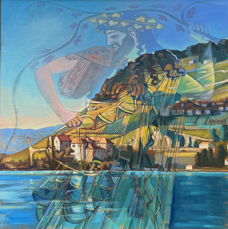 Dionysos sur les bords du Léman (2007) - huile sur toile - 100x100 cm