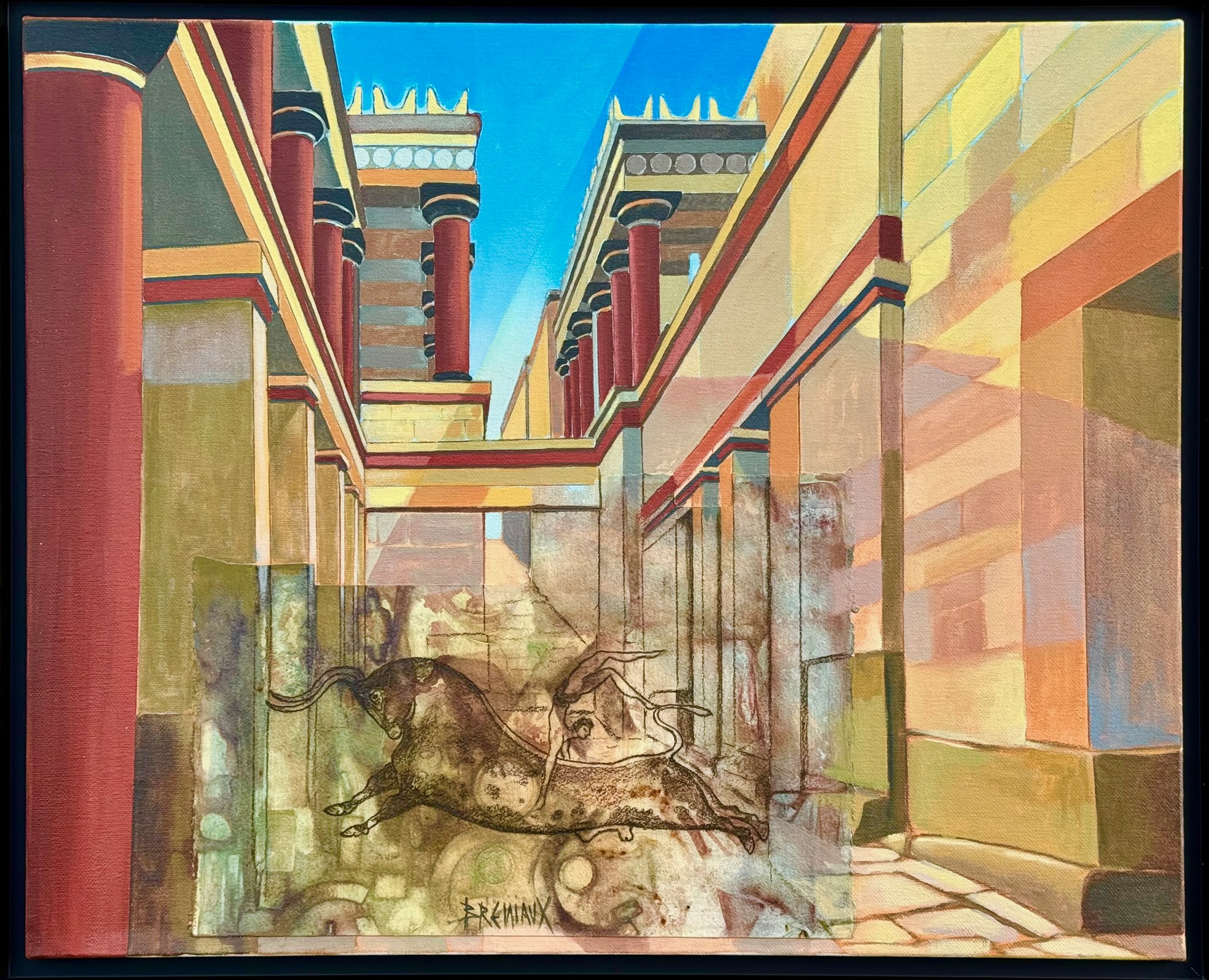 Scène Antique à Knossos (2008) - oxydo-toilée - 100x81 cm